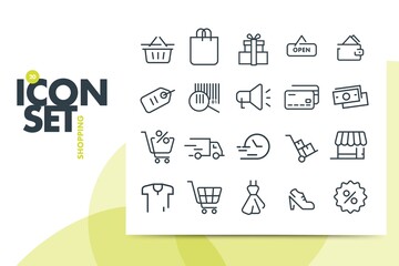 Shopping, retail - outline web icon collection, vector, thin line icons collection. Black friday.