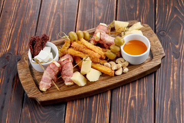 appetizers on the wooden background