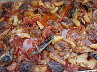 delicious meat vegetable dish on plate