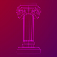 Greek ionic column. Ancient pillars.