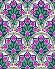 Seamless floral  Vintage multi color pattern in Indian,Turkish   style. Endless pattern can be used for ceramic tile, wallpaper, linoleum, textile, web page background. Vector