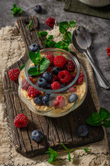 Fresh panna cotta with forest fruits