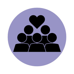 together, people group teamwork pictogram, block silhouette icon