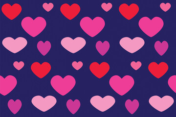 Fototapeta na wymiar Seamless pattern with pink hearts on blue board. Love concept. Design for packaging and backgrounds. Valentine's day spirit. Print for textile, clothes and design. Jpg file