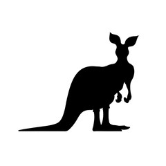 Kangaroo vector silhouette. Australian marsupial animal.