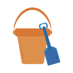 bucket and shovel toys flat icon style white background