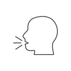 Cough line icon. Flu and cold symptom vector illustration isolated on white. Coughing linear human head symbol. Tuberculosis sign.