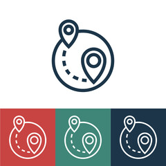 Linear vector icon with marker on map