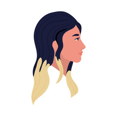 woman cartoon in side view vector design