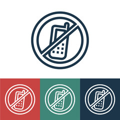 Linear vector icon with vibration of phone