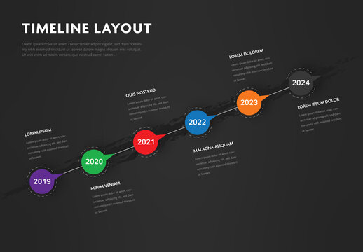 Timeline Layout with Colored Pointer Elements