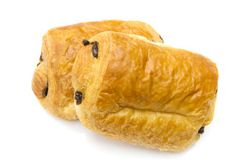 pain au chocolat isolé sur un fond blanc