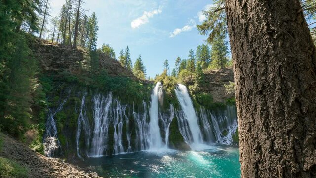  Time lapse tracking shot of Burney Falls in Northern California