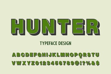 alphabet retro font, green style background, alphabet vector design