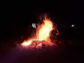 fire in the fireplace