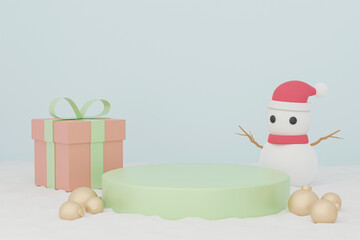 Minimal 3d rendering scene with composition empty cylinder green podium for product and abstract background. mock up geometric shape in pastel colors. platforms for cosmetic 3d illustration