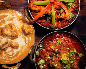 Indian Food Selection. Assorted indian curry and rice dishes	