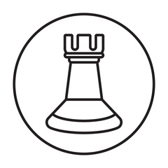 rounded the a rook chess piece line art icon for apps or websites