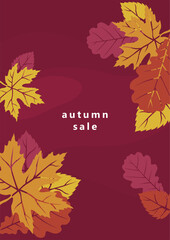 Colorful banners with autumn fallen leaves. Abstract autumn background.