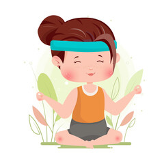 Obraz na płótnie Canvas Meditation Relaxation Cute Character Concept Vector Illustration Stay Healthy 