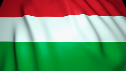 Waving realistic Hungary flag background, 3d illustration