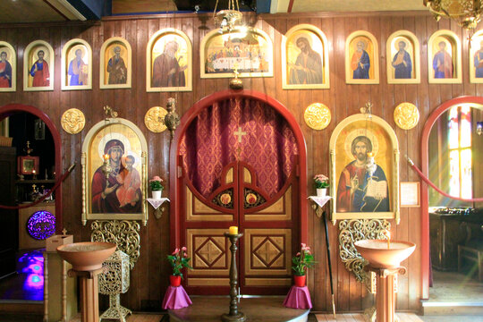 Pfarrgemeinde der Russisch-Orthodoxe Kirche in Bischofsheim. Bischofsheim, Bayern, Deutschland, Europa