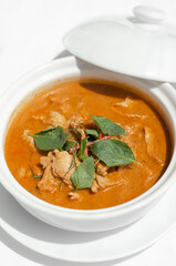 thai spicy panang pork curry with coconut milk