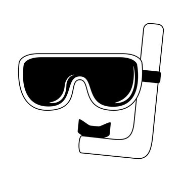 recommend clip art: summer vacation travel, scuba mask and snorkel line icon style