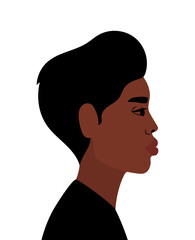 black man cartoon in side view vector design