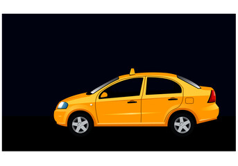 Fototapeta na wymiar night taxi. travel by car in the night city. Vector drawing for illustrations.