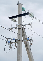 View of power high voltage transmission lines