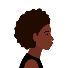 black and afro woman cartoon in side view vector design