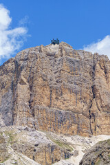 Mountain landscape along the road to Pordoi pass, Dolomites