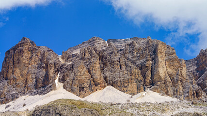 Mountain landscape along the road to Pordoi pass, Dolomites