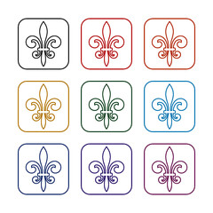 Line Fleur de lis icon, color set © sljubisa