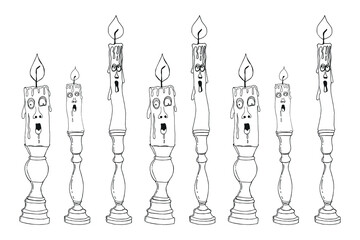 Singing candles on candlesticks are a symbol of Halloween. Cheerful, fabulous candles.