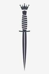 Dagger with Crown. Military Combat Knife. Simple Silhouette That Can Be Integrated Into Any of Your Design Projects Logo or Tattoo. Sticker or Patch for Jackets, Shirt and T-Shirts