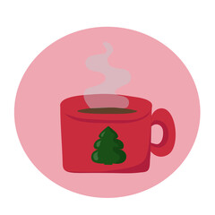chocolate Cup Christmas decoration Christmas tree happy Christmas vector illustration