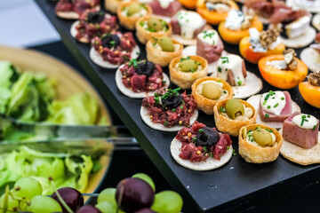 Catering service for guests. Luxury food. 