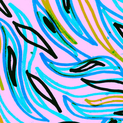 Azure Plant Background. Green Vintage Canva. Blue