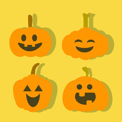 Halloween pumpkin set. Flat design.