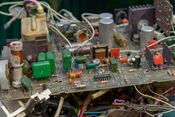 old electronic parts for TV sets and other household appliances