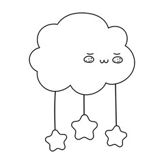 cartoon clouds stars decoration isolated icon line style