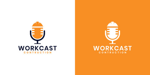 Inspiring luxury work podcast logo design. icon podcast logo job for construction work