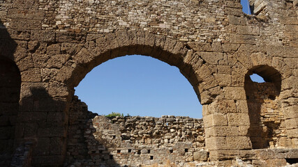 The Basilica on the other hill of Aspendos,Roman ruins.