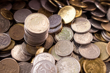 Coins for business, money, financial coins and economy. Money coins, penny coins, silver coin, copper coin.