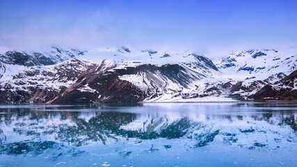 Fototapeta na wymiar Cruise ship sailing in Glacier Bay National Park, Alaska