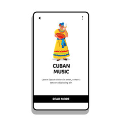Cuban Music Listening And Smoke Cigar Woman Vector