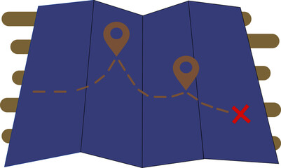 Illustration of a map with points and road.