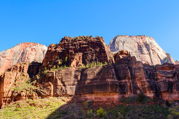 Beautiful scenery in Zion National Park located in the USA in southwestern Utah.